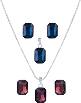 TAP Fashion Brass Silver Purple, Blue Jewellery Set(Pack of 1)