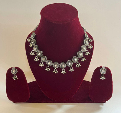 Mishti Jewls Brass Silver Jewellery Set(Pack of 3)
