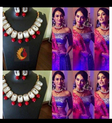 Ronak Fashion Alloy Gold-plated Red, White Jewellery Set(Pack of 1)
