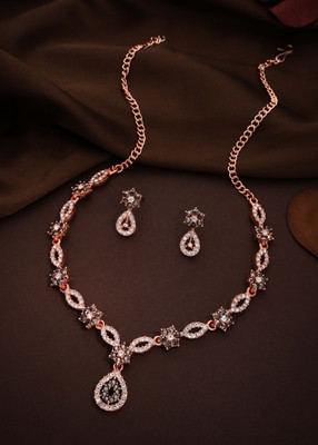 Parisal Brass Gold-plated Rose Gold, Grey, White Jewellery Set(Pack of 1)