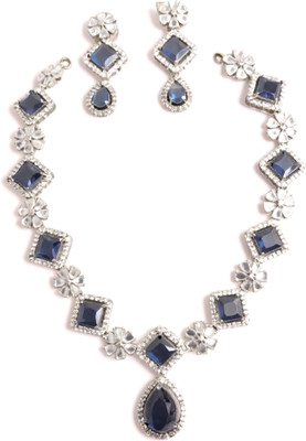 styra Alloy Silver Blue Jewellery Set(Pack of 1)