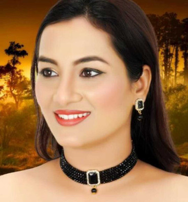 SAB Alloy Gold-plated Black Jewellery Set(Pack of 1)
