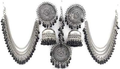 Ruhi Oxidised Silver Black Jewellery Set(Pack of 1)