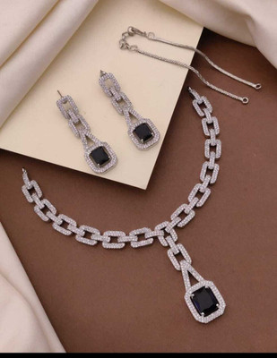 PARMESHWAR IMITATION Crystal Silver Black, Silver Jewellery Set(Pack of 1)