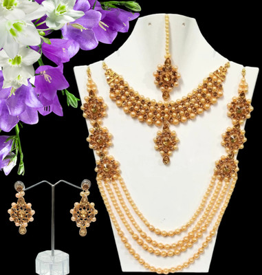 URBANELA Brass Gold Jewellery Set(Pack of 4)