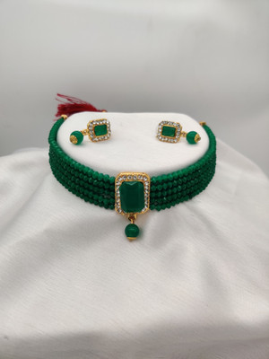 RPJEWEL Alloy Gold-plated Green Jewellery Set(Pack of 1)