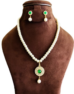 kashvi pearls and jewellers Mother of Pearl Gold-plated Multicolor Jewellery Set(Pack of 1)