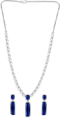 RUBANS Alloy Rhodium Silver, Blue Jewellery Set(Pack of 3)