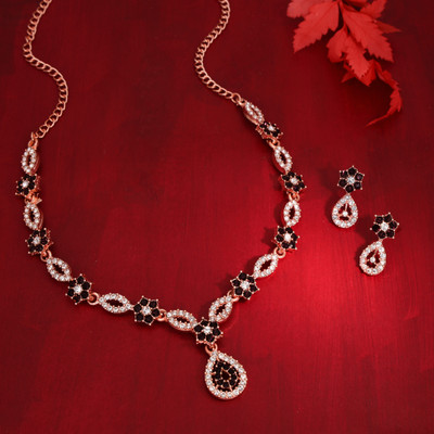 Vedda Brass, Copper, Alloy Gold-plated Maroon Jewellery Set(Pack of 1)