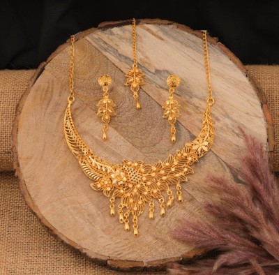 BIBDIX Brass Gold-plated Gold Jewellery Set(Pack of 1)