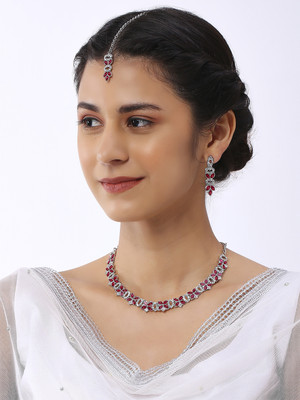 VATSALYA creation Alloy Gold-plated Ruby Red Jewellery Set(Pack of 1)