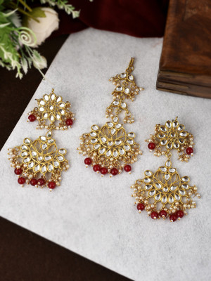 Shoshaa Brass Gold-plated Red Jewellery Set(Pack of 1)