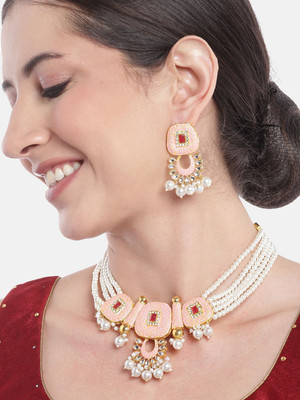 ANOUK Brass Gold-plated Pink, White Jewellery Set(Pack of 1)