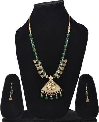 Opus Gems Alloy Gold-plated Green Jewellery Set(Pack of 1)