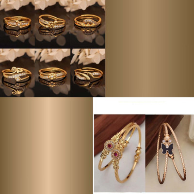 Parisal Brass Gold-plated Silver, Multicolor, Pink Jewellery Set(Pack of 8)