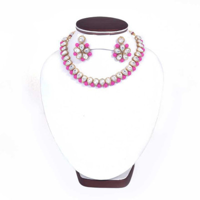 Nivaan Brass Gold-plated White, Pink Jewellery Set(Pack of 1)
