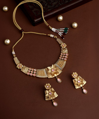 ASMITTA Jewellery Alloy Gold-plated Gold, Pink Jewellery Set(Pack of 3)