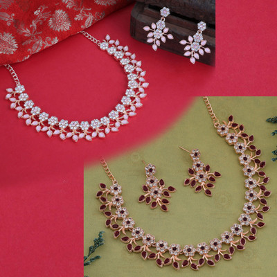 Sangria Brass Gold-plated Rose Gold, Pink, Maroon Jewellery Set(Pack of 2)