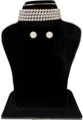 Sri Jagdamba Pearls Mother of Pearl Gold-plated White Jewellery Set(Pack of 1)