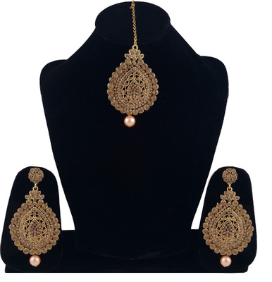 Darsha Collections Brass, Mother of Pearl, Crystal Gold-plated Gold Jewellery Set(Pack of 1)