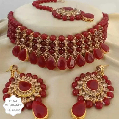 Mystory Alloy Maroon Jewellery Set(Pack of 1)