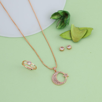 Radheshyam Creation Alloy Gold-plated Rose Gold Jewellery Set(Pack of 4)