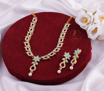 TINALIVA Brass Gold-plated Grey, Gold Jewellery Set(Pack of 1)