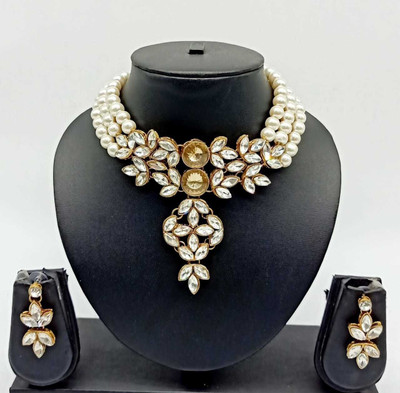 Ronak Fashion Alloy Gold-plated Gold, White Jewellery Set(Pack of 1)