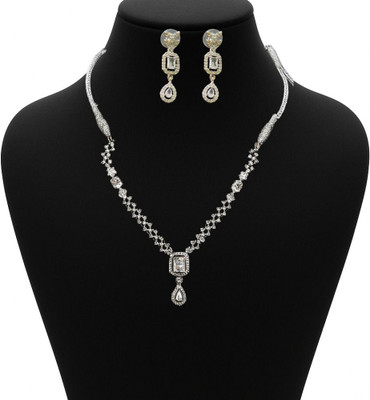 Amoha Lifestyle Alloy Silver Silver, White Jewellery Set(Pack of 2)