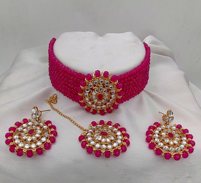 JMBW INTERNATIONAL Metal, Alloy Gold-plated Red Jewellery Set(Pack of 3)