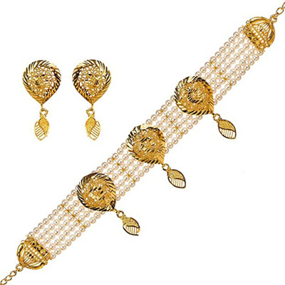 house of common Alloy Gold-plated White, Gold Jewellery Set(Pack of 1)
