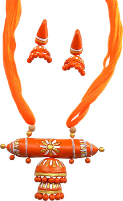 Akibuki Terracotta Orange Jewellery Set(Pack of 1)