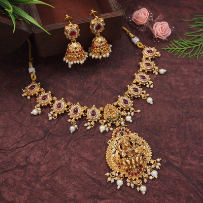 OrnaDzn Zevellery Alloy Gold-plated Gold, Green, Red Jewellery Set(Pack of 2)