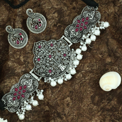 Bhagya Lakshmi Alloy Silver Multicolor Jewellery Set(Pack of 1)