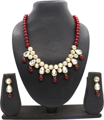 JN Handicraft Alloy Copper Maroon Jewellery Set(Pack of 1)