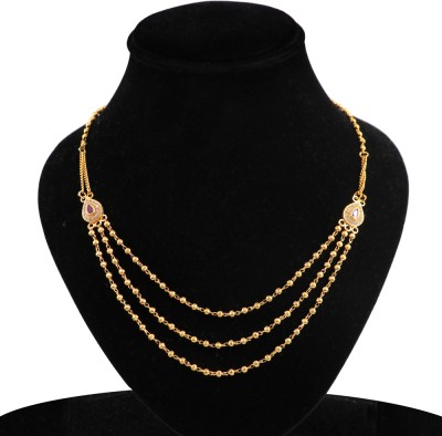 Jewelgenics Gold-Plated Kundan Layered Necklace For Girls/Women Crystal Gold-plated Plated Alloy Layered