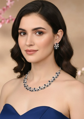 KD JEWELLERS Brass Blue Jewellery Set(Pack of 1)