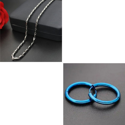 MAATRCHAAYA Stainless Steel Sterling Silver Blue, Silver Jewellery Set(Pack of 2)