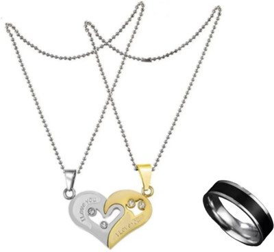 mattrachaya Brass, Alloy, Stainless Steel Sterling Silver, Titanium, Gold-plated Silver, Gold, Black Jewellery Set(Pack of 2)