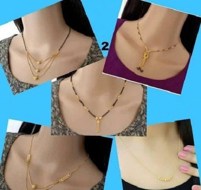 Ms Jewels Alloy Gold-plated Gold, Black Jewellery Set(Pack of 5)