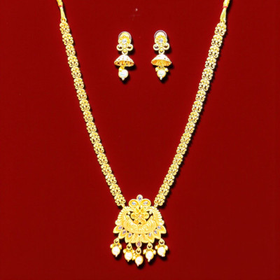 Aroras Bridal & Fashion Jewellery Brass Gold-plated Gold Jewellery Set(Pack of 1)