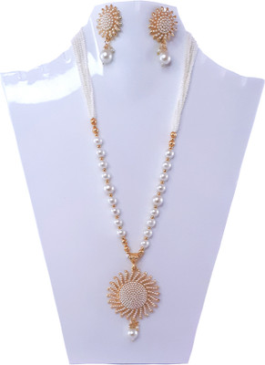 AMHRIK IMITATION Alloy Gold-plated White Jewellery Set(Pack of 1)