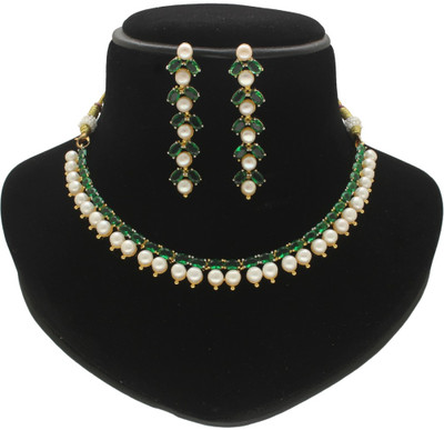 Sri Jagdamba Pearls Alloy Gold-plated White Jewellery Set(Pack of 2)
