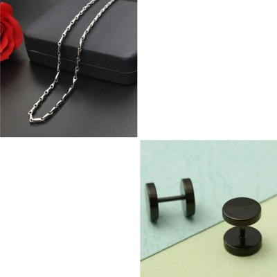 MAATRCHAAYA Stainless Steel Titanium, Sterling Silver Silver, Black Jewellery Set(Pack of 2)