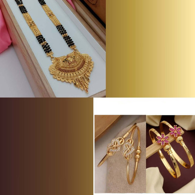 brado jewellery Brass Gold-plated Beige, Silver Jewellery Set(Pack of 3)