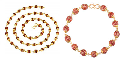 morir Wood Gold-plated Brown Jewellery Set(Pack of 2)