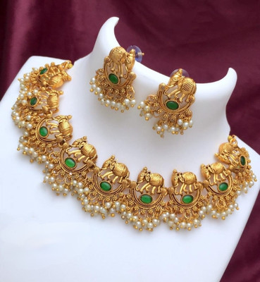 SUNDHA CREATION Copper Gold-plated Maroon Jewellery Set(Pack of 1)