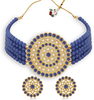 Sukkhi Alloy Gold-plated Blue Jewellery Set(Pack of 1)