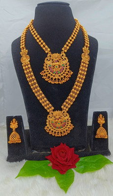 aaiji creation Copper Gold-plated Ruby Red, Green Jewellery Set(Pack of 1)