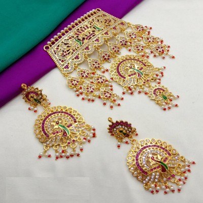 parth fancy artificial Brass Gold-plated Multicolor Jewellery Set(Pack of 1)